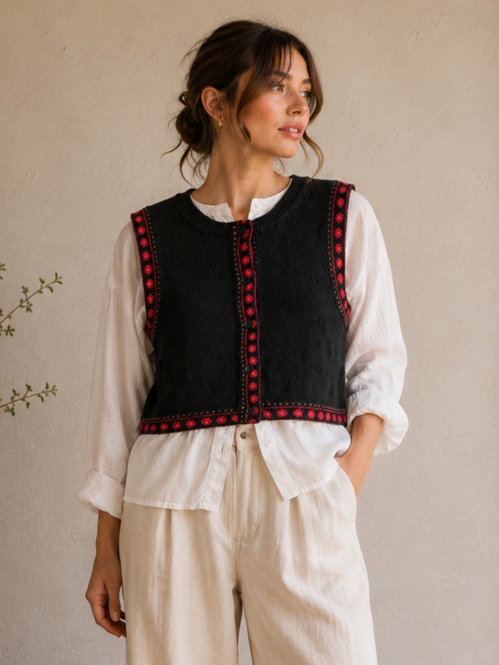 Vintage Nantucket Cropped Sweater Vest Fair Isle Cottagecore Nordic Layering